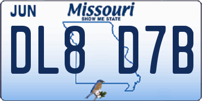 MO license plate DL8D7B