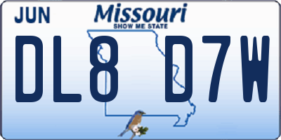 MO license plate DL8D7W