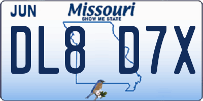 MO license plate DL8D7X