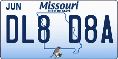 MO license plate DL8D8A