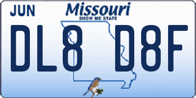 MO license plate DL8D8F
