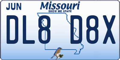 MO license plate DL8D8X