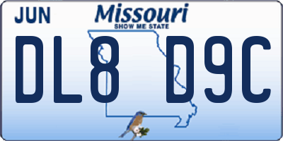 MO license plate DL8D9C