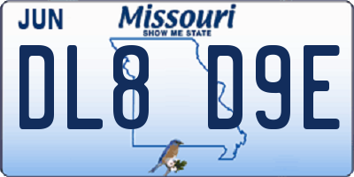MO license plate DL8D9E