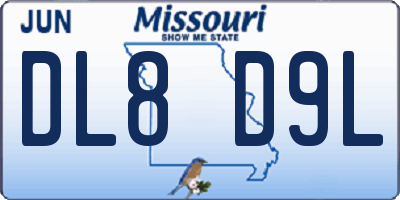 MO license plate DL8D9L