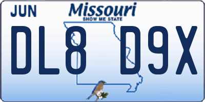 MO license plate DL8D9X