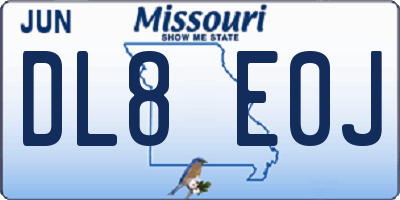 MO license plate DL8E0J