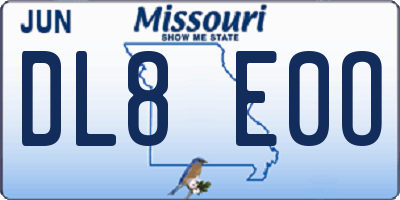 MO license plate DL8E0O
