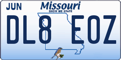 MO license plate DL8E0Z