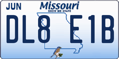 MO license plate DL8E1B