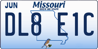 MO license plate DL8E1C