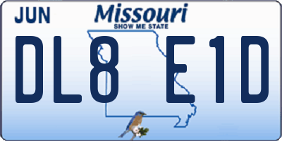 MO license plate DL8E1D
