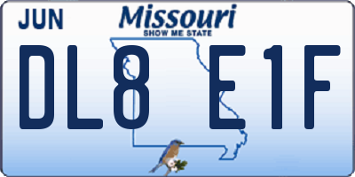 MO license plate DL8E1F