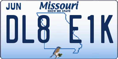 MO license plate DL8E1K