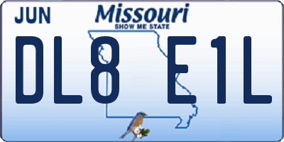 MO license plate DL8E1L