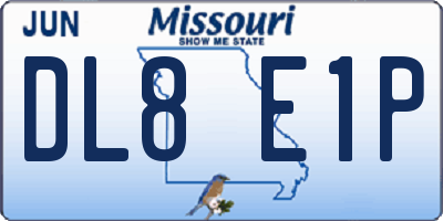 MO license plate DL8E1P