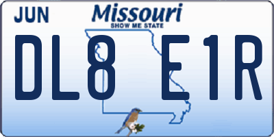 MO license plate DL8E1R
