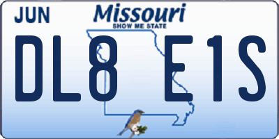MO license plate DL8E1S