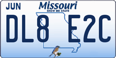 MO license plate DL8E2C
