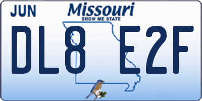 MO license plate DL8E2F