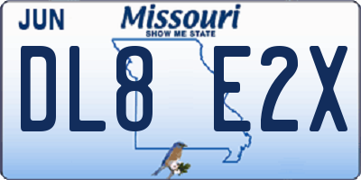 MO license plate DL8E2X