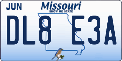 MO license plate DL8E3A