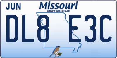 MO license plate DL8E3C