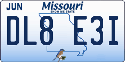 MO license plate DL8E3I