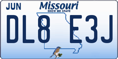 MO license plate DL8E3J