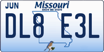 MO license plate DL8E3L