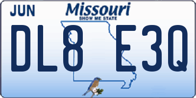 MO license plate DL8E3Q