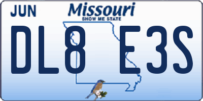 MO license plate DL8E3S