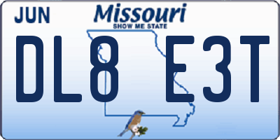 MO license plate DL8E3T
