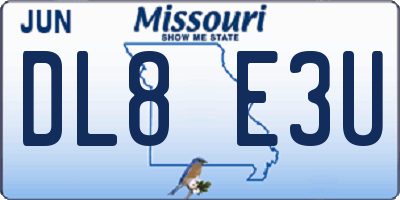 MO license plate DL8E3U