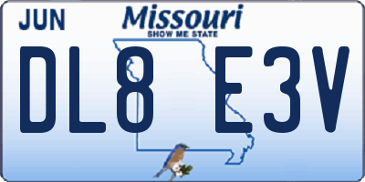 MO license plate DL8E3V