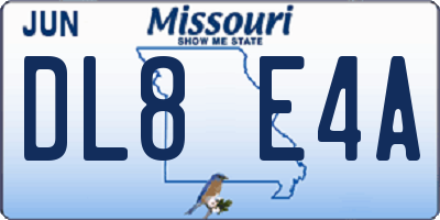 MO license plate DL8E4A
