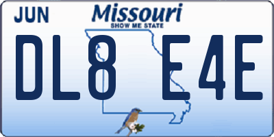 MO license plate DL8E4E