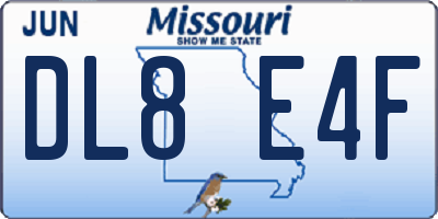 MO license plate DL8E4F