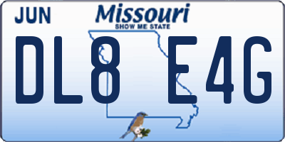 MO license plate DL8E4G