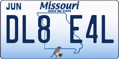 MO license plate DL8E4L