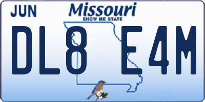 MO license plate DL8E4M