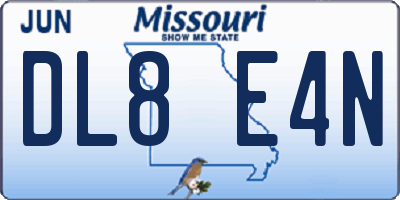 MO license plate DL8E4N