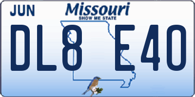 MO license plate DL8E4O