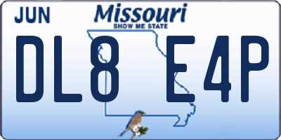 MO license plate DL8E4P