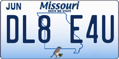MO license plate DL8E4U