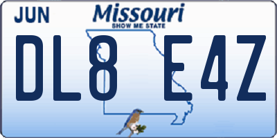MO license plate DL8E4Z