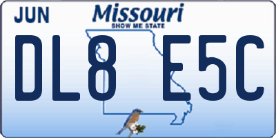 MO license plate DL8E5C