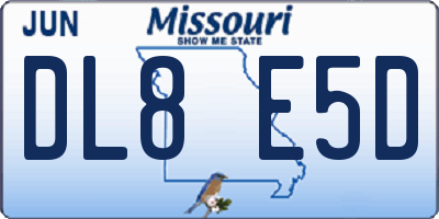 MO license plate DL8E5D