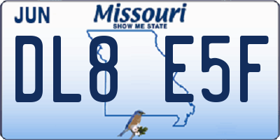 MO license plate DL8E5F