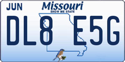 MO license plate DL8E5G
